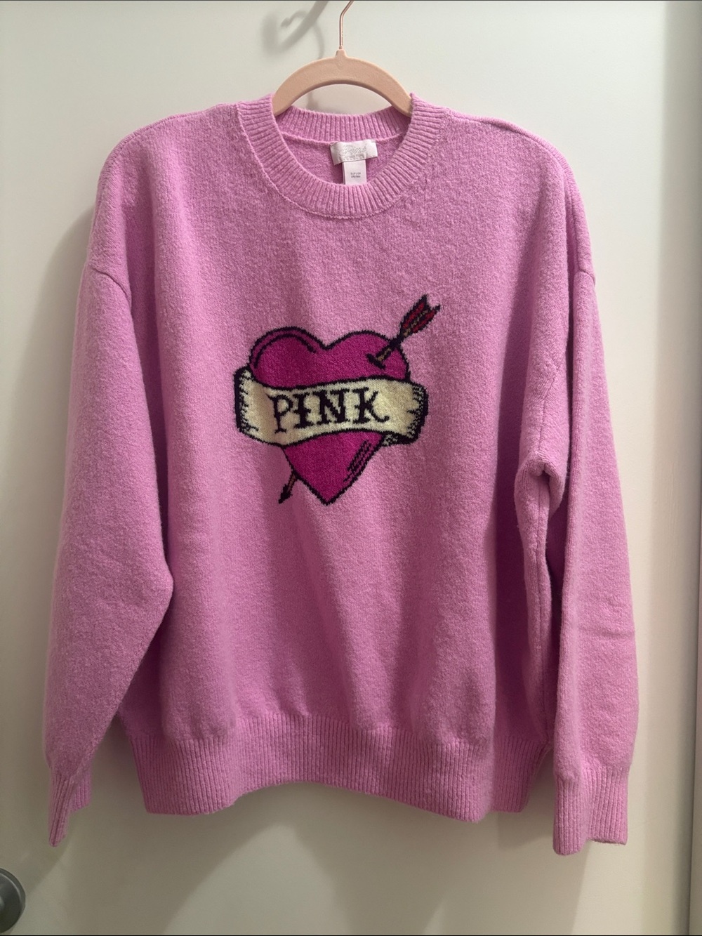 PINK Victoria's Secret Bubblegum Pink Heart Logo Crewneck Sweater